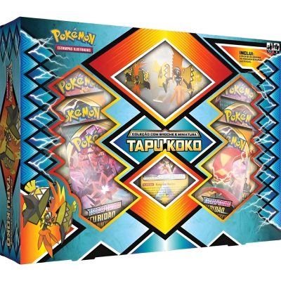 Trading Card Game Pokemon - Coleção Com Broche E Miniatura Pokémon Tapu Koko (6 Boosters) (Novo) (Caixa Detalhe)