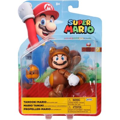 Boneco Articulado Tanooki Mario Com Super Folha – 10Cm (Sunny/Jakks)