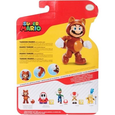 Boneco Articulado Tanooki Mario Com Super Folha – 10Cm (Sunny/Jakks)