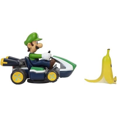 Carrinho Luigi Megagiros (Spin Out) Com Banana – Mario Kart – Jakks Pacific