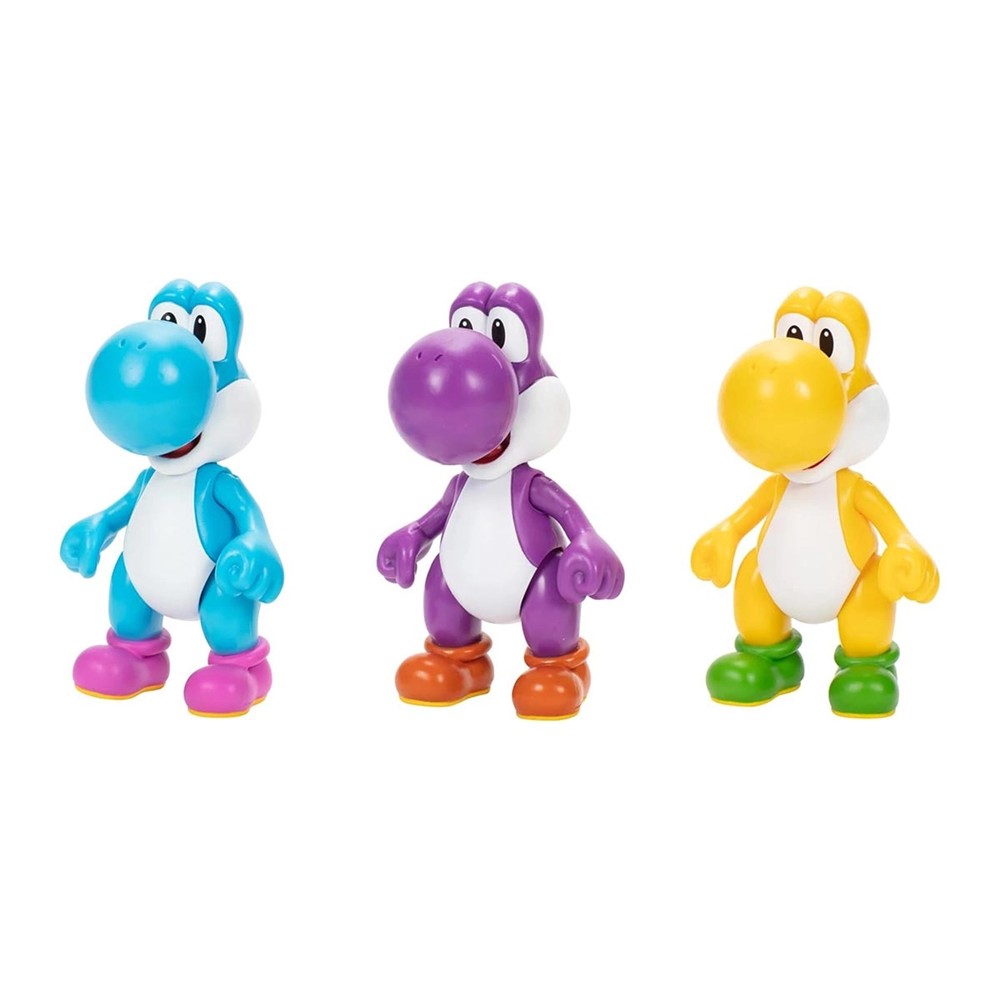 Pack Triplo Yoshi Coloridos: Amarelo, Roxo E Azul Claro (3 Bonecos) (Sunny/Jakks)