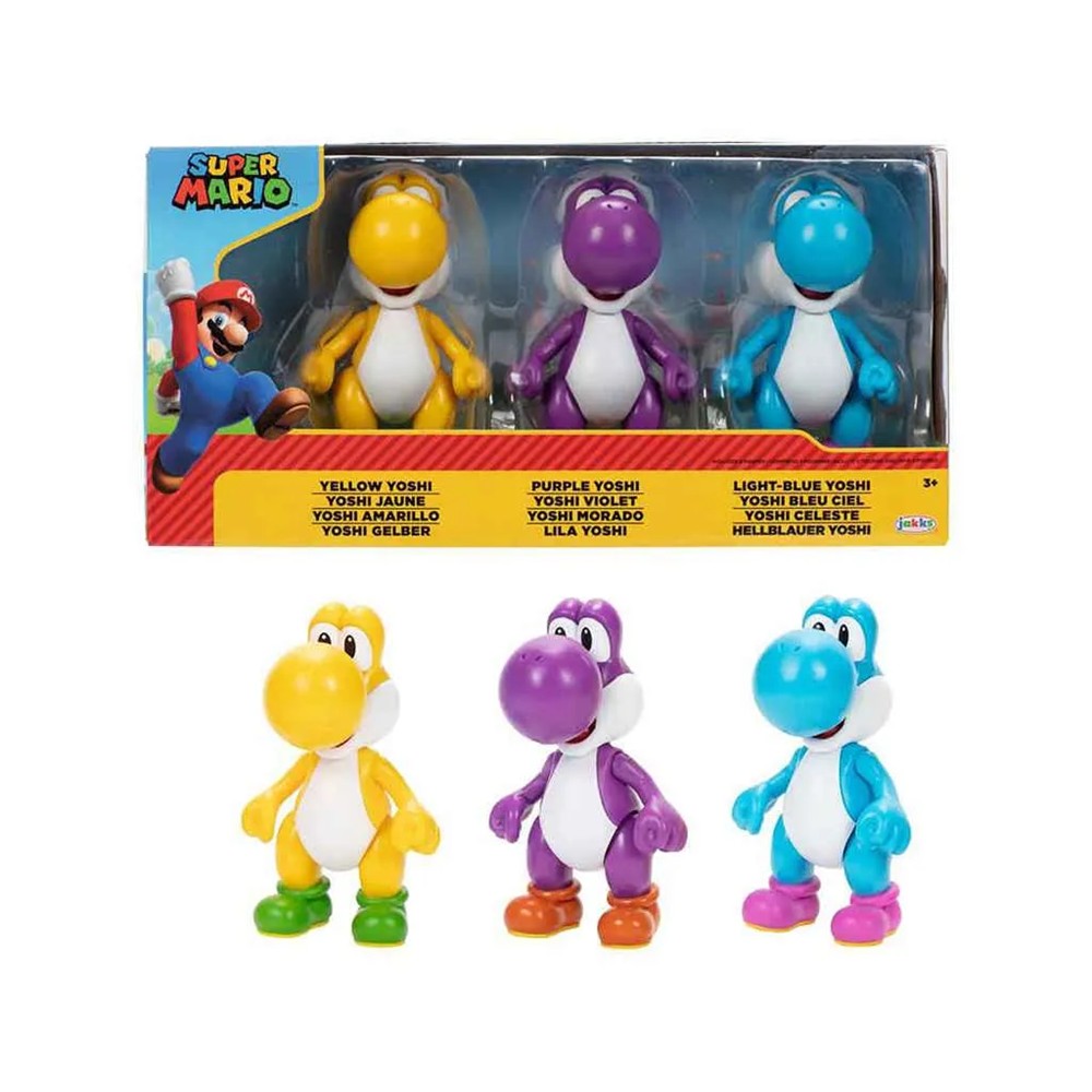 Pack Triplo Yoshi Coloridos: Amarelo, Roxo E Azul Claro (3 Bonecos) (Sunny/Jakks) Pack Triplo Yoshi Coloridos: Amarelo, Roxo E Azul Claro (3 Bonecos) (Sunny/Jakks)