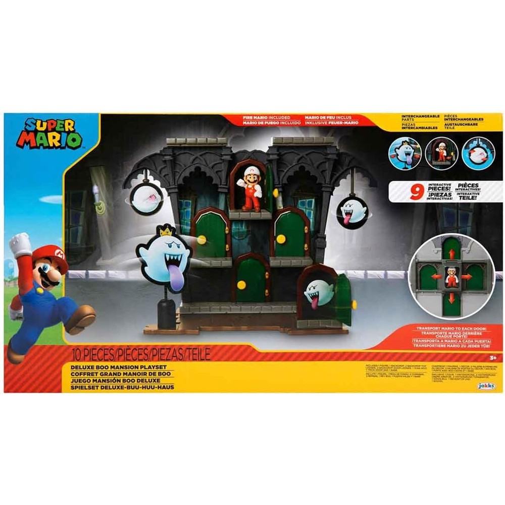 Playset Deluxe Super Mario: Mansão Do Boo (Boo Mansion) Com Fire Mario (Sunny/Jakks)