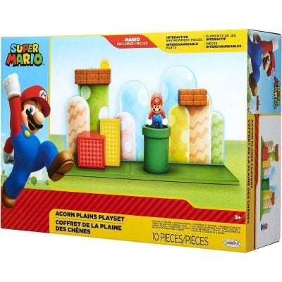Playset Super Mario: Planície Das Bolotas (Acorn Plains) Com Mario E Cano (Sunny/Jakks)