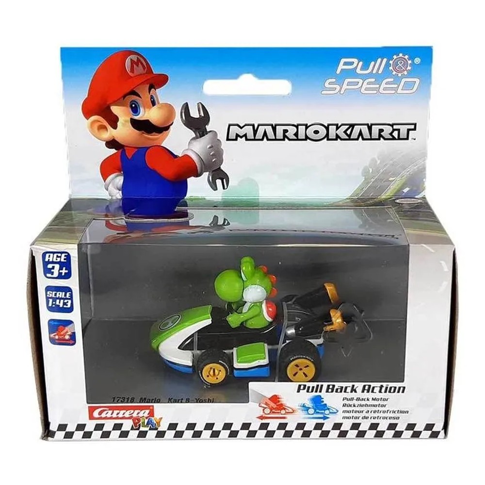 Carrinho Yoshi Mario Kart 1:43 – Fricção Pull-Back – Carrera Play