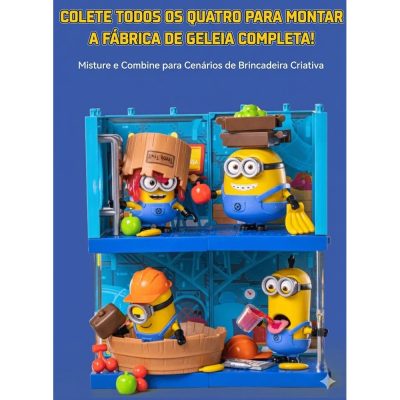 Combo Completo 4 Minions - Blokees Jelly Factory | Monte A Fábrica De Geleia (Bob, Otto, Stuart, Kevin)