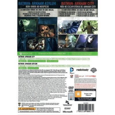 Batman Arkham Asylum + Arkham City - Xbox 360 (Seminovo)