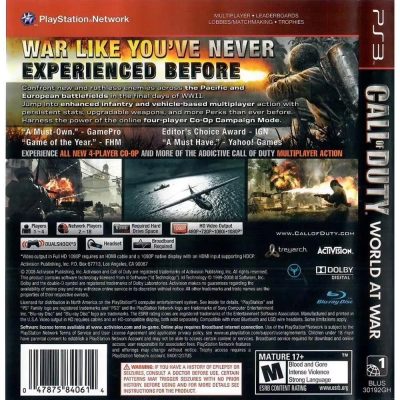Call Of Duty World At War Greatest Hits - Ps3 (Usado)