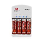 Carregador De Pilha + 4 Pilhas Aa - Mox Mo-Cp51 (Novo)