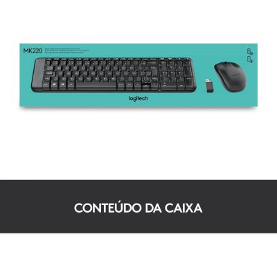 Combo Teclado E Mouse Sem Fio Logitech Mk220 Layout Abnt2 (Novo)