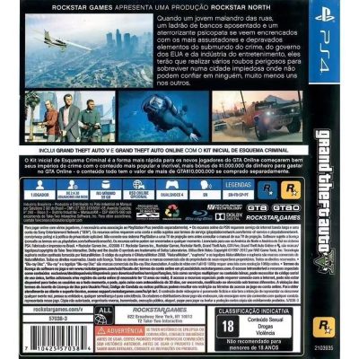 Grand Theft Auto V (Gta V) Premium Edition (Sem Código) - Ps4 (Usado) (Capa Com Detalhe)