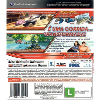 Sonic All Stars Racing Transformed - Ps3 (Seminovo)