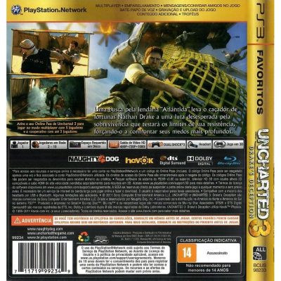 Uncharted 3 Drake's Deception (Favoritos) - Ps3 (Usado) (Capa)
