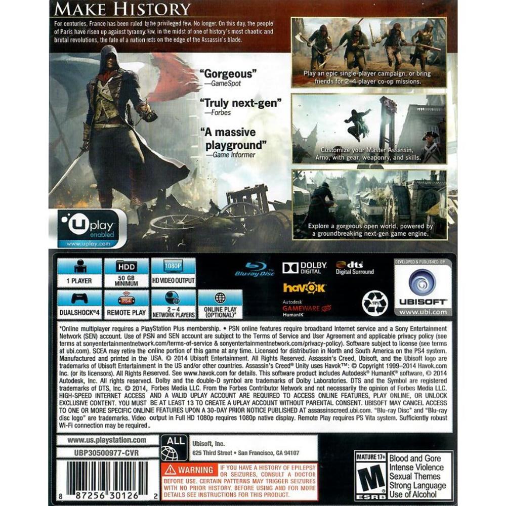 Assassins Creed Unity - Ps4 (Seminovo)