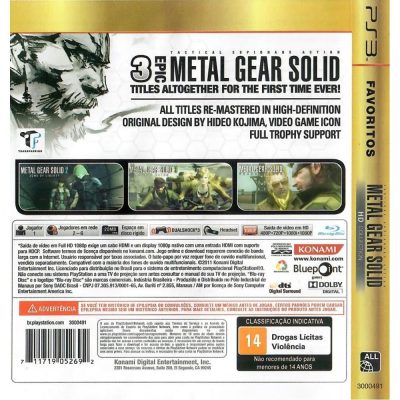 Metal Gear Solid Hd Collection - Ps3 (Favoritos) (Novo)