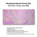 Mousepad Gamer Force One Skyhawk Candy Swirl Xxl 900X400mm — Bordas Costuradas, Base Antiderrapante