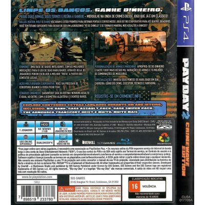 Payday 2 Crimewave Edition - Ps4 (Usado) (Encarte Com Detalhe)