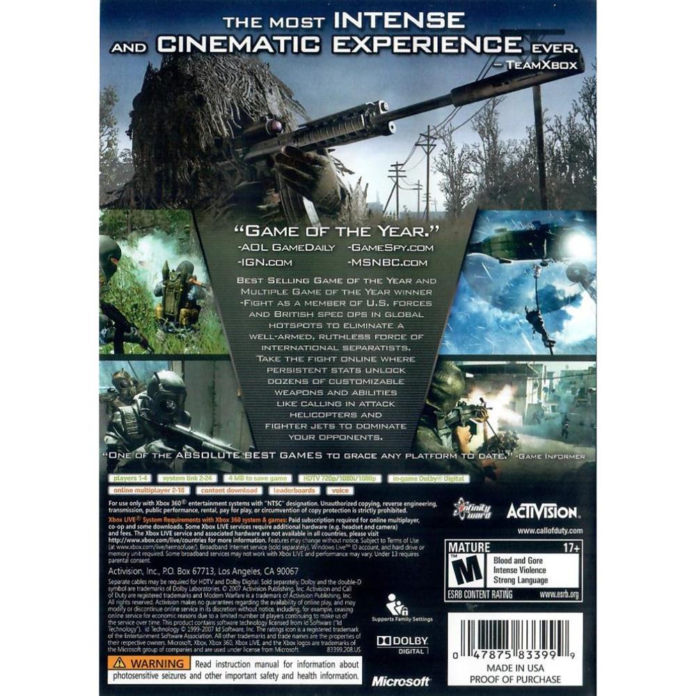 Call Of Duty Modern Warfare - Xbox 360 (Seminovo)