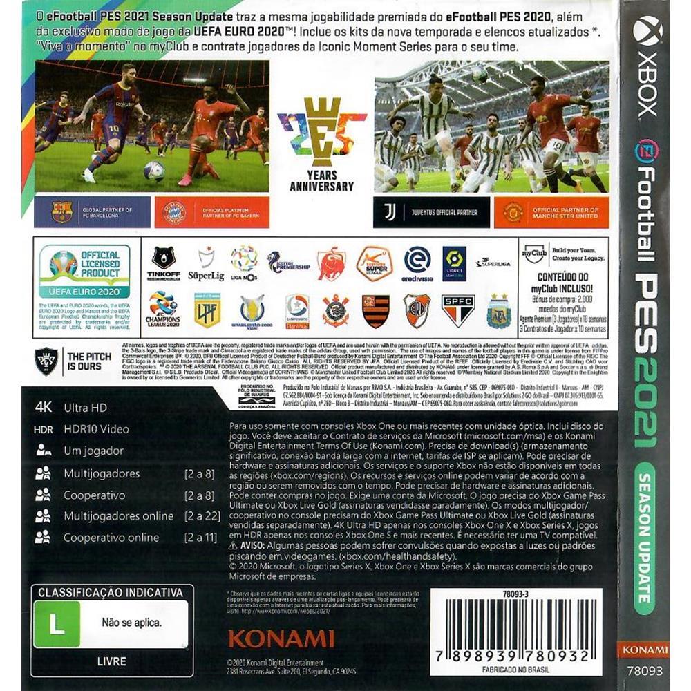 Efootball Pro Evolution Soccer (Pes) 2021 - Xbox One (Usado)