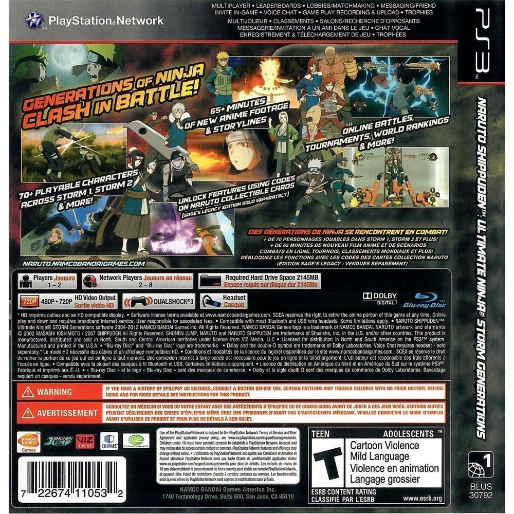 Naruto Shippuden Ultimate Ninja Storm Generations - Ps3 (Usado)
