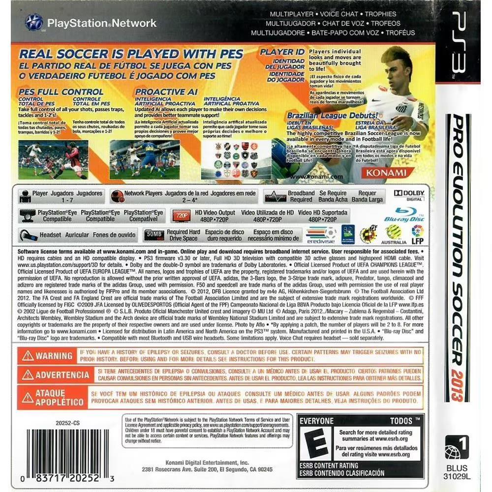 Pes 2013 - Ps3 (Usado)