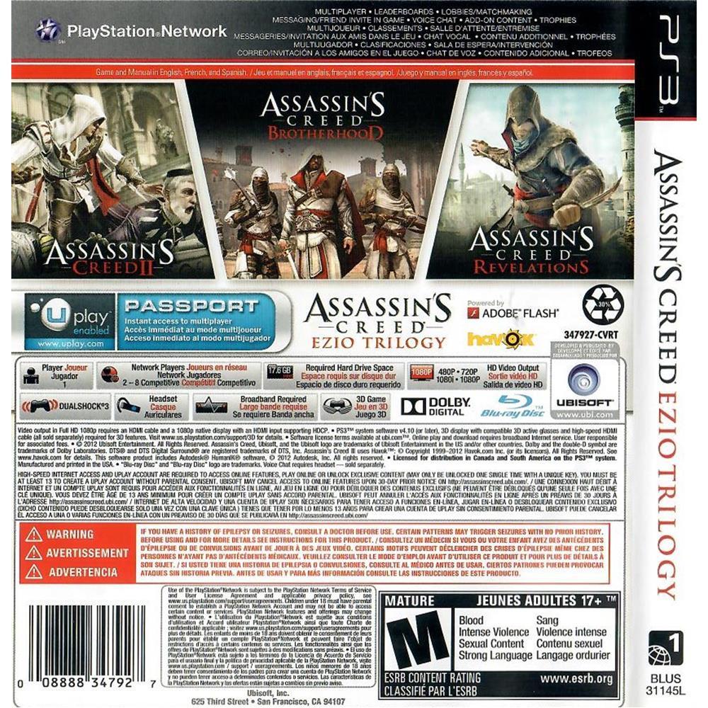 Assassins Creed Ezio Trilogy - Ps3 #1** (Riscos)