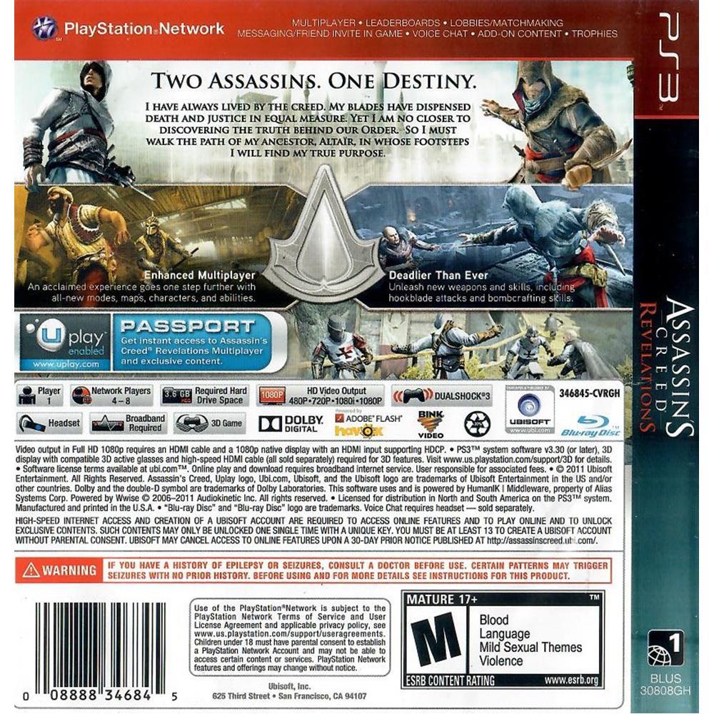 Assassins Creed Revelations (Greatest Hits) - Ps3 (Usado)