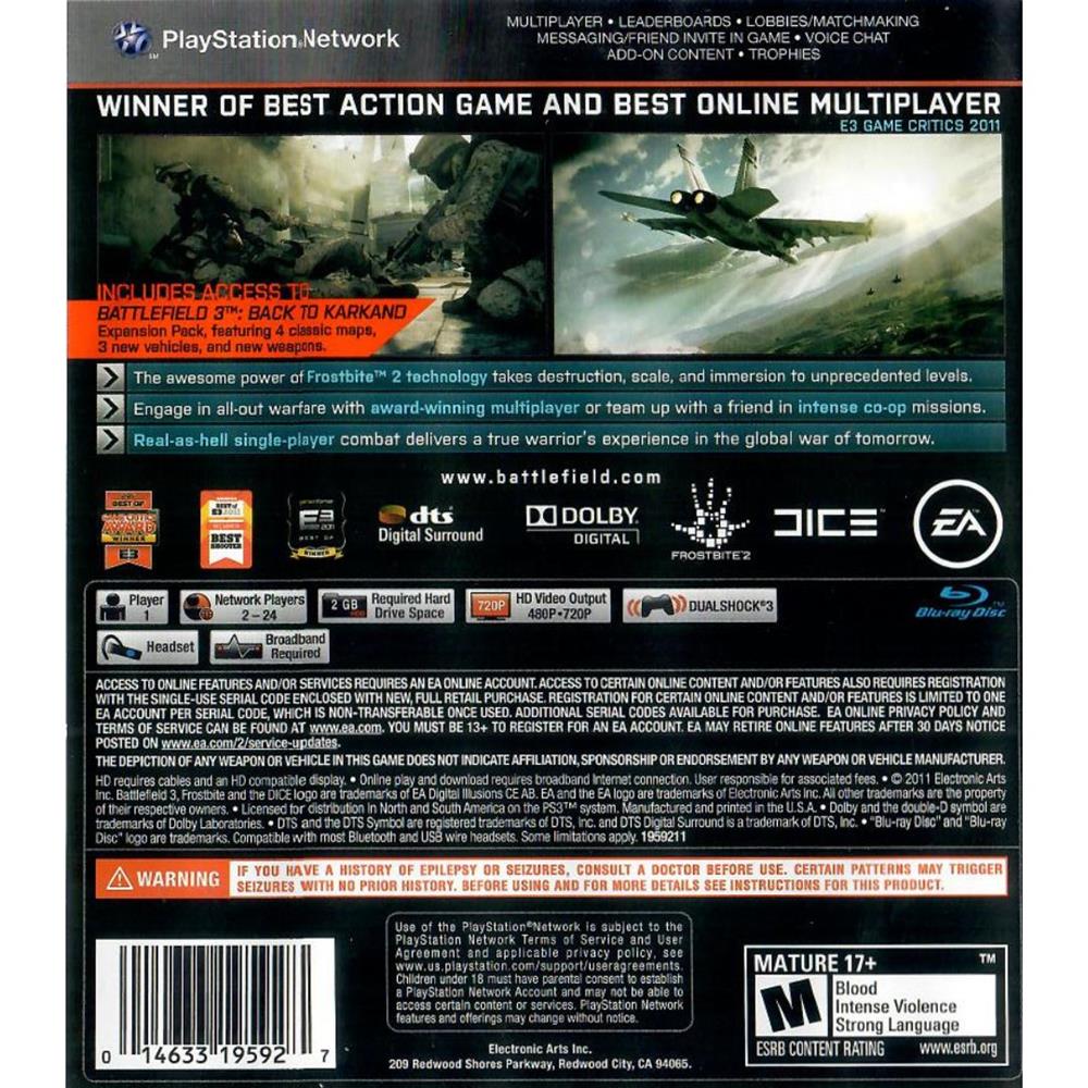 Battlefield 3 Limited Edition - Ps3 (Usado) (Código Usado)