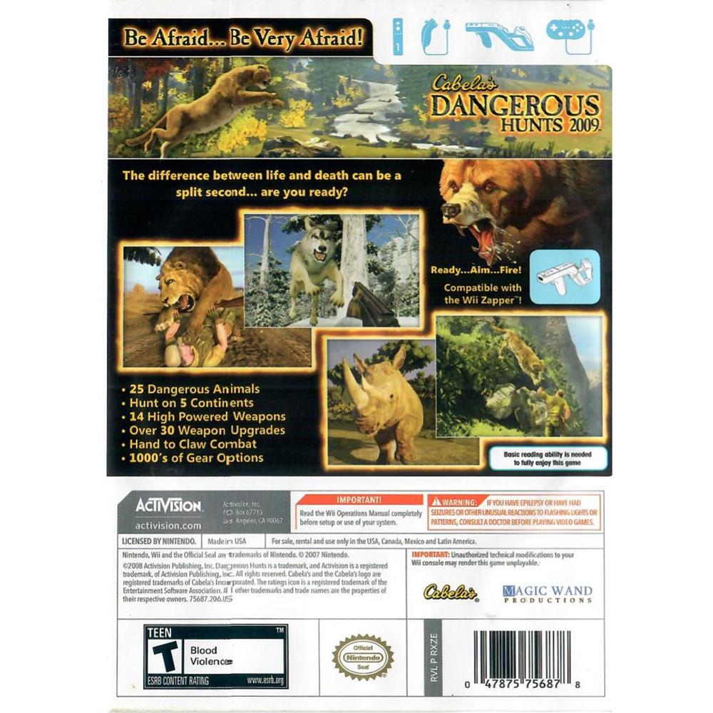 Cabelas Dangerous Hunts 2009 - Nintendo Wii (Usado)