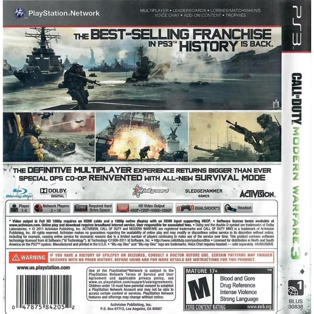 Call Of Duty Modern Warfare 3 - Ps3 (Usado) (Sem Manual)