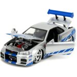 Carrinho Miniatura Jada 1:24 Brian’S Nissan Skyline Gt-R R34 Bnr34 Prata - Velozes E Furiosos Carrinho Miniatura Jada 1:24 Brian’S Nissan Skyline Gt-R R34 Bnr34 Prata - Velozes E Furiosos