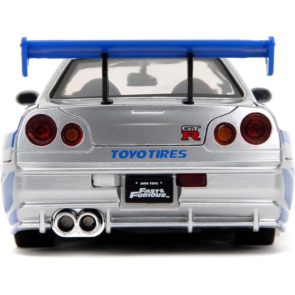Carrinho Miniatura Jada 1:24 Brian’S Nissan Skyline Gt-R R34 Bnr34 Prata - Velozes E Furiosos