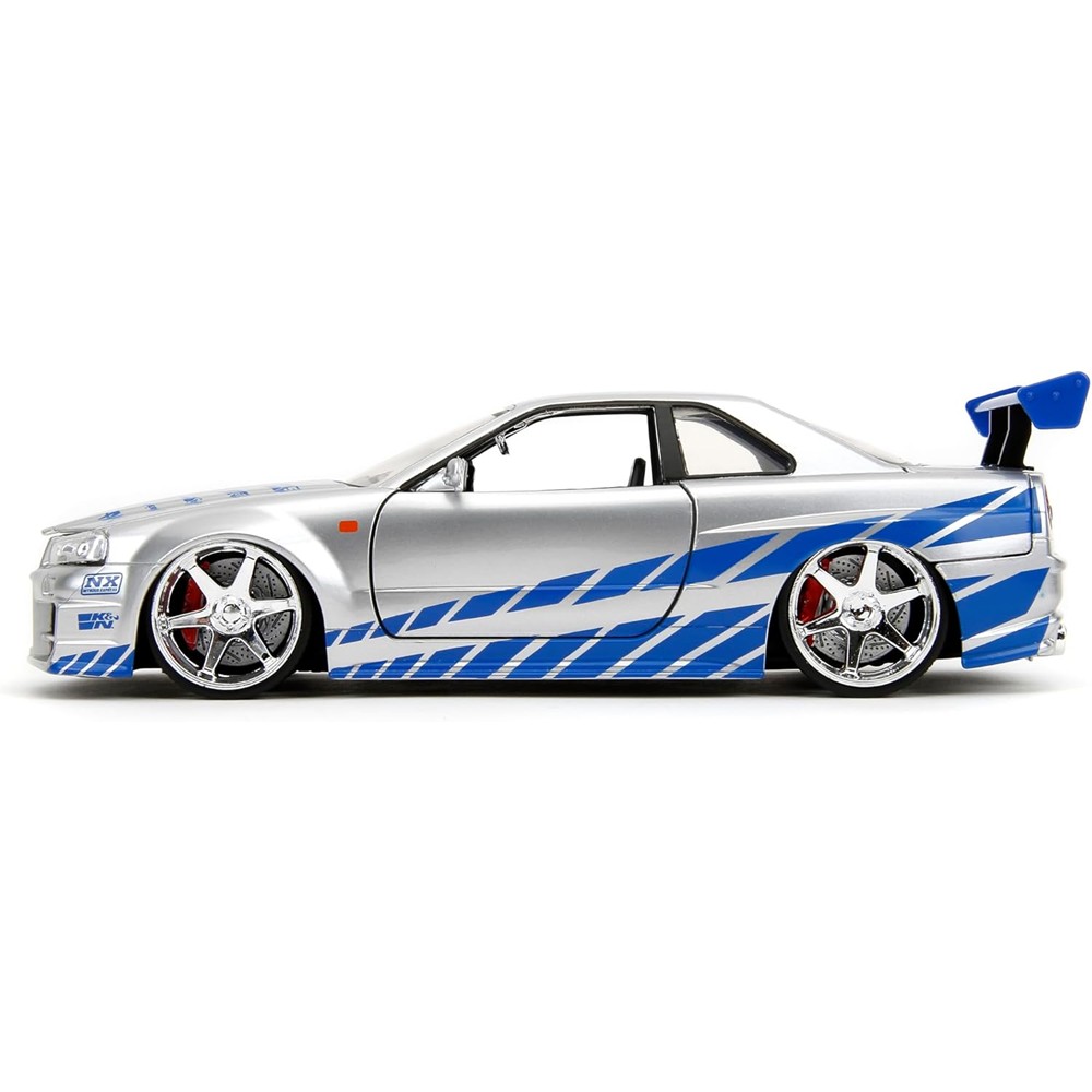 Carrinho Miniatura Jada 1:24 Brian’S Nissan Skyline Gt-R R34 Bnr34 Prata - Velozes E Furiosos