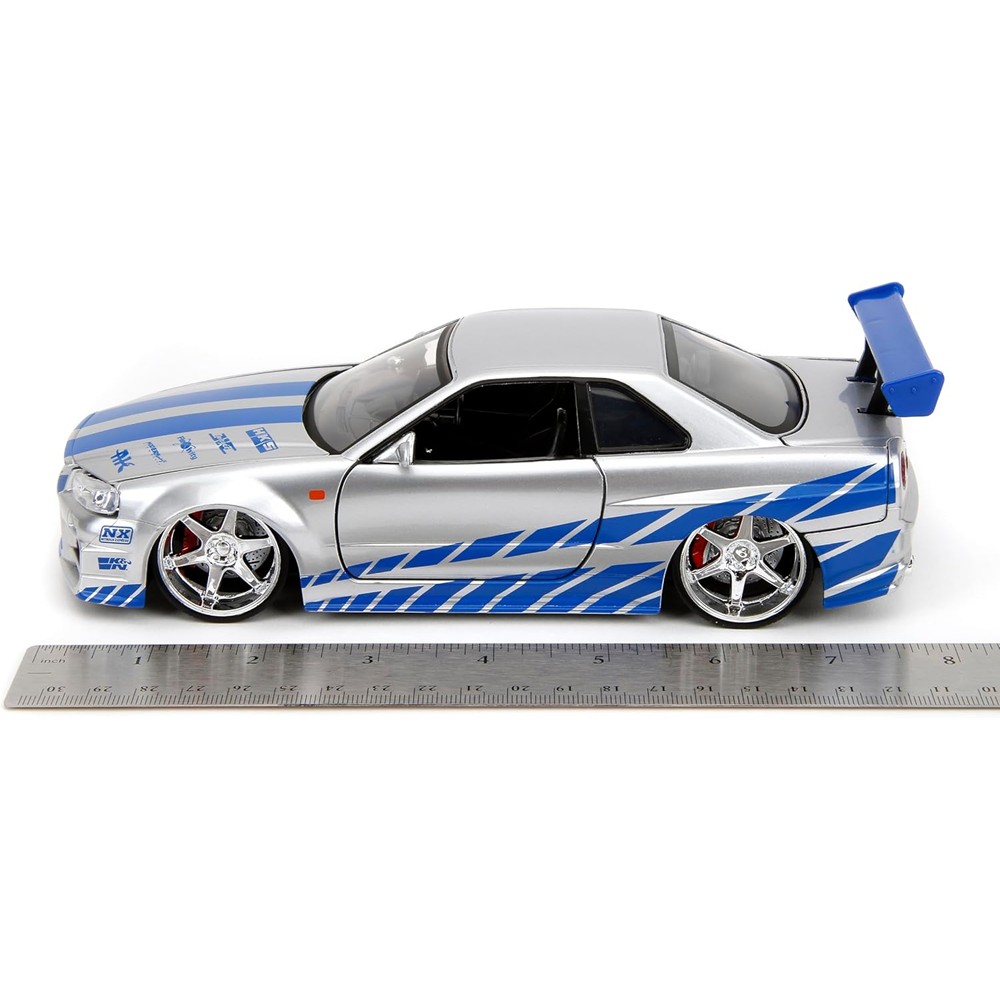 Carrinho Miniatura Jada 1:24 Brian’S Nissan Skyline Gt-R R34 Bnr34 Prata - Velozes E Furiosos