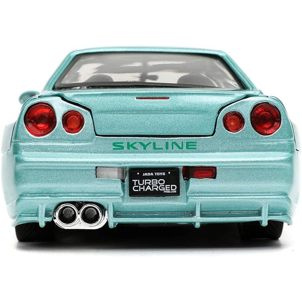 Carrinho Miniatura Jada 1:24 Brian’S Nissan Skyline Gt-R R34 Bnr34 Verde-Água - Velozes E Furiosos