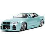 Carrinho Miniatura Jada 1:24 Brian’S Nissan Skyline Gt-R R34 Bnr34 Verde-Água - Velozes E Furiosos Carrinho Miniatura Jada 1:24 Brian’S Nissan Skyline Gt-R R34 Bnr34 Verde-Água - Velozes E Furiosos