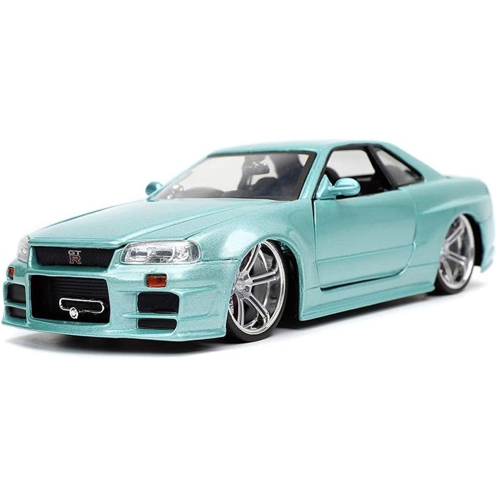 Carrinho Miniatura Jada 1:24 Brian’S Nissan Skyline Gt-R R34 Bnr34 Verde-Água - Velozes E Furiosos