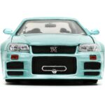 Carrinho Miniatura Jada 1:24 Brian’S Nissan Skyline Gt-R R34 Bnr34 Verde-Água - Velozes E Furiosos Carrinho Miniatura Jada 1:24 Brian’S Nissan Skyline Gt-R R34 Bnr34 Verde-Água - Velozes E Furiosos