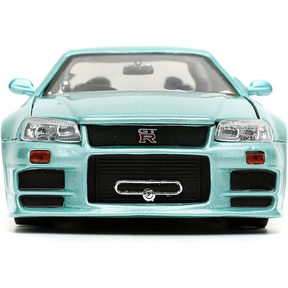 Carrinho Miniatura Jada 1:24 Brian’S Nissan Skyline Gt-R R34 Bnr34 Verde-Água - Velozes E Furiosos