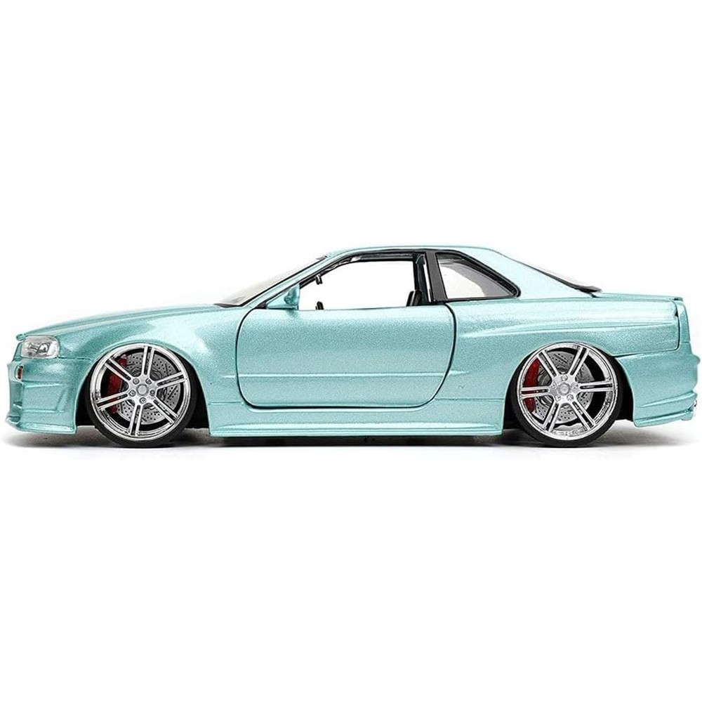 Carrinho Miniatura Jada 1:24 Brian’S Nissan Skyline Gt-R R34 Bnr34 Verde-Água - Velozes E Furiosos
