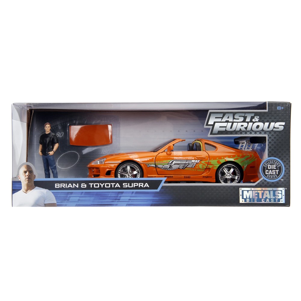 Carrinho Miniatura Jada 1:24 Toyota Supra 1995 Mk4 Com Boneco Brian - Velozes E Furiosos