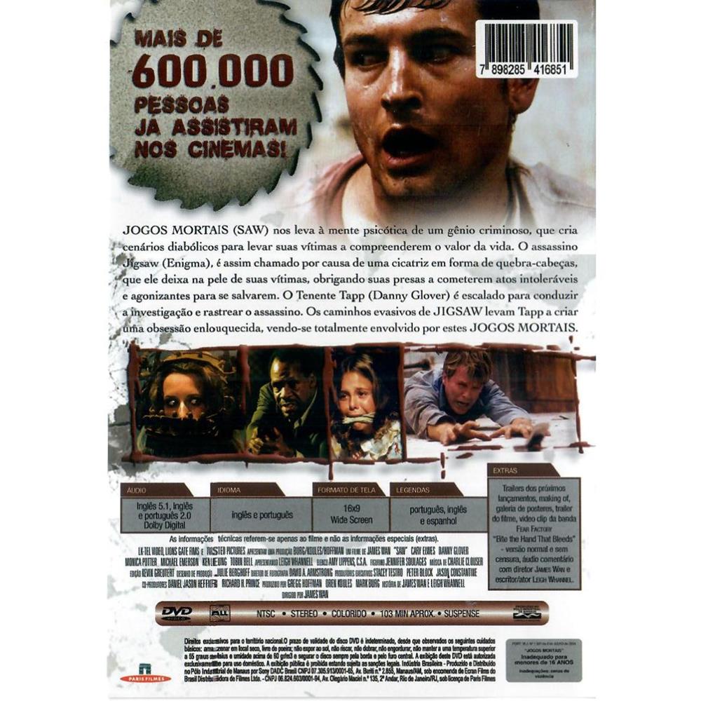 Filme Dvd Jogos Mortais (Seminovo)