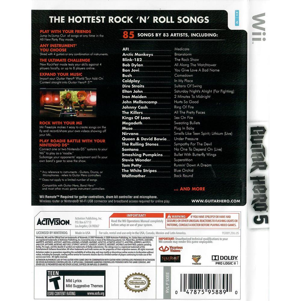 Guitar Hero 5 - Nintendo Wii (Precisa Guitarra) (Seminovo)