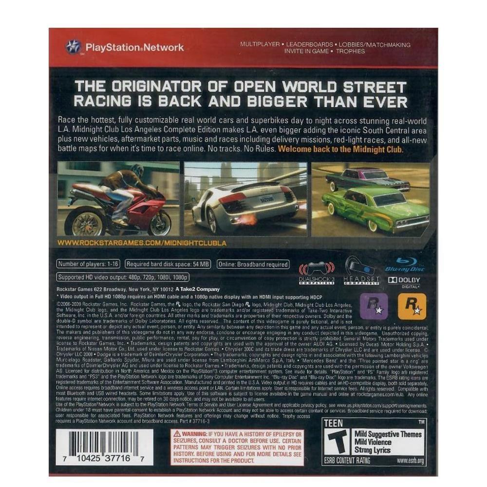 Midnight Club Los Angeles Greatest Hits - Ps3 (Usado)
