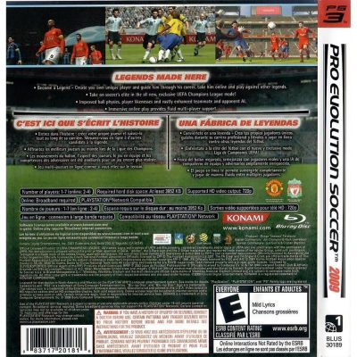 Pes 2009 - Ps3 (Usado) (Sem Manual)