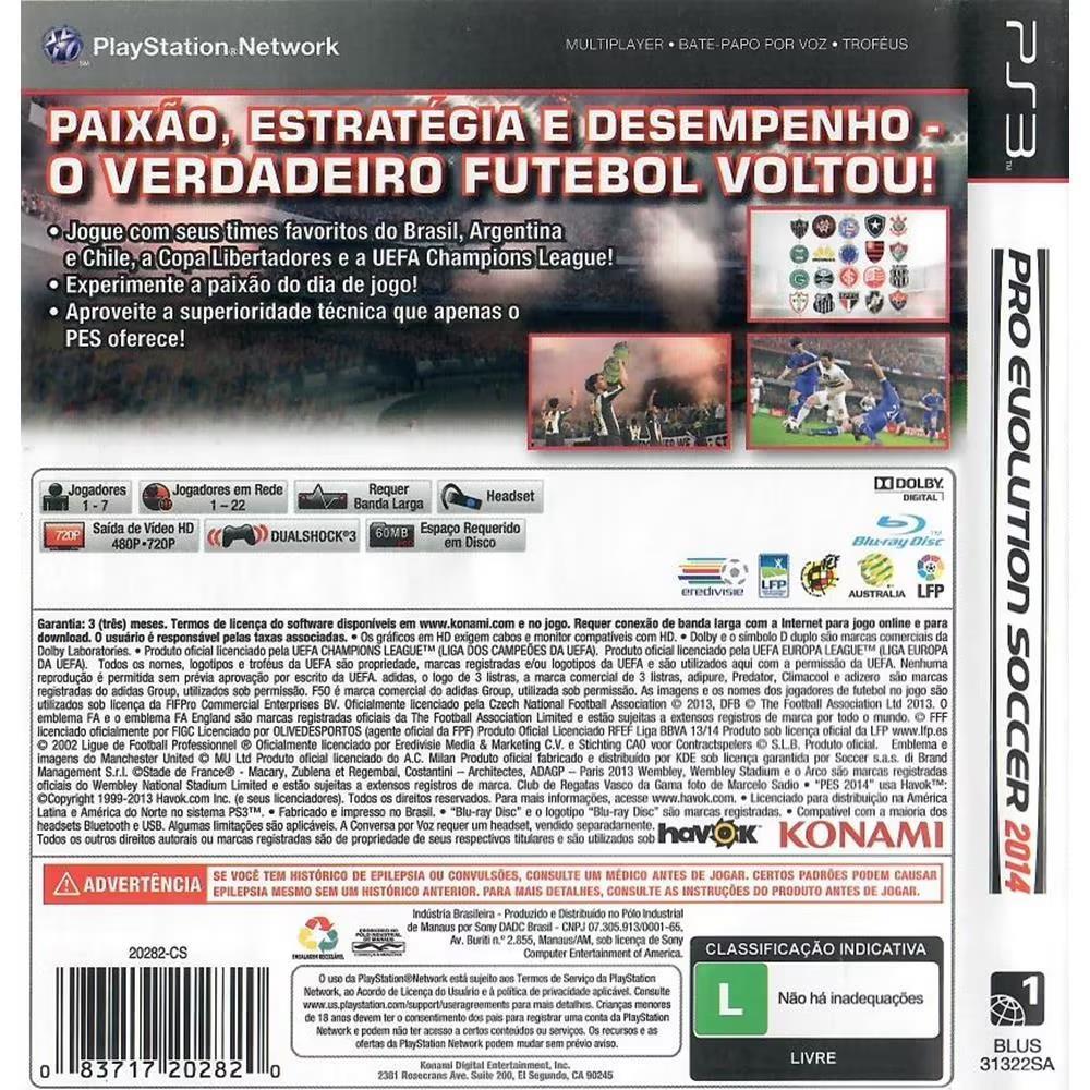 Pes 2014 - Ps3 (Usado)