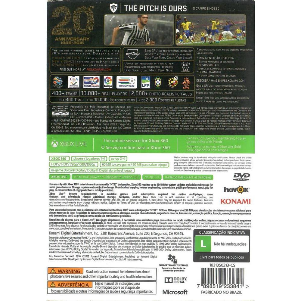 Pes 2016 - Xbox 360 (Seminovo)