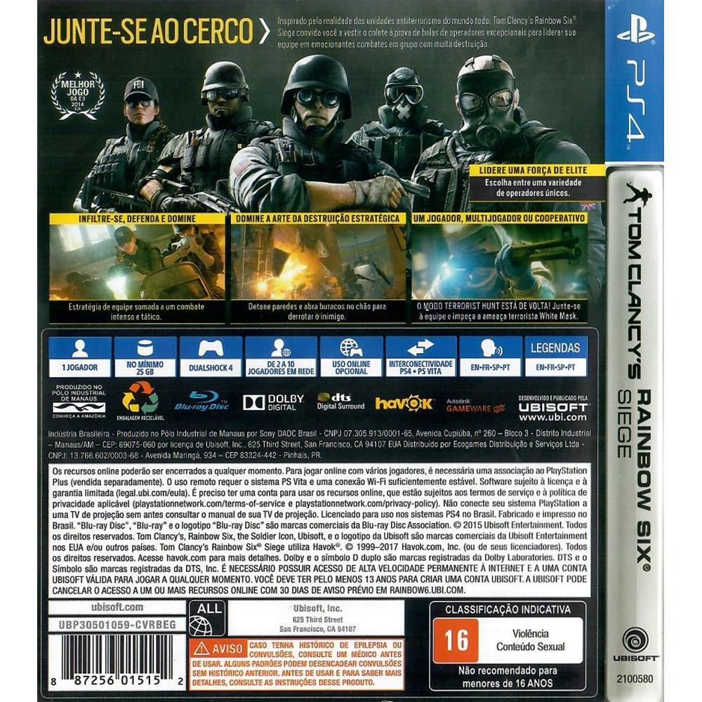 Rainbow Six Siege - Ps4 (Usado)