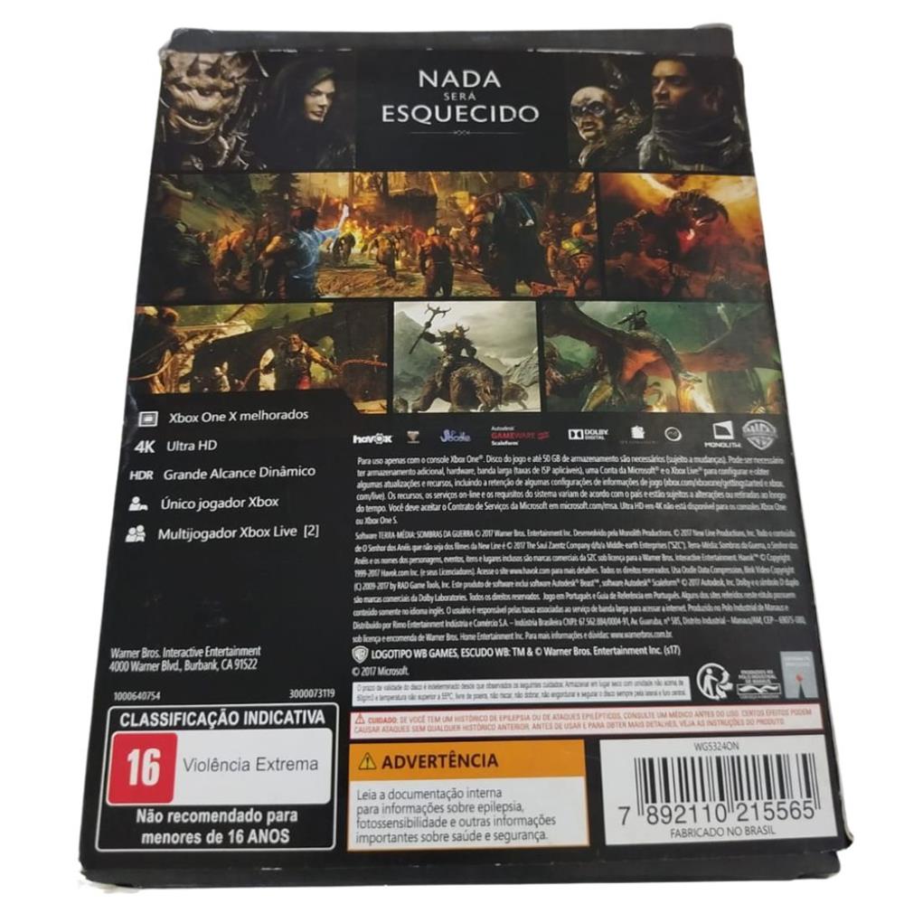 Sombras Da Guerra Edição Limitada (Com Mapa) - Xbox One (Usado) (Detalhe Na Luva)