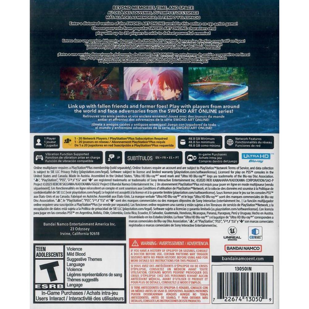 Sword Art Online Fractured Daydream - Ps5